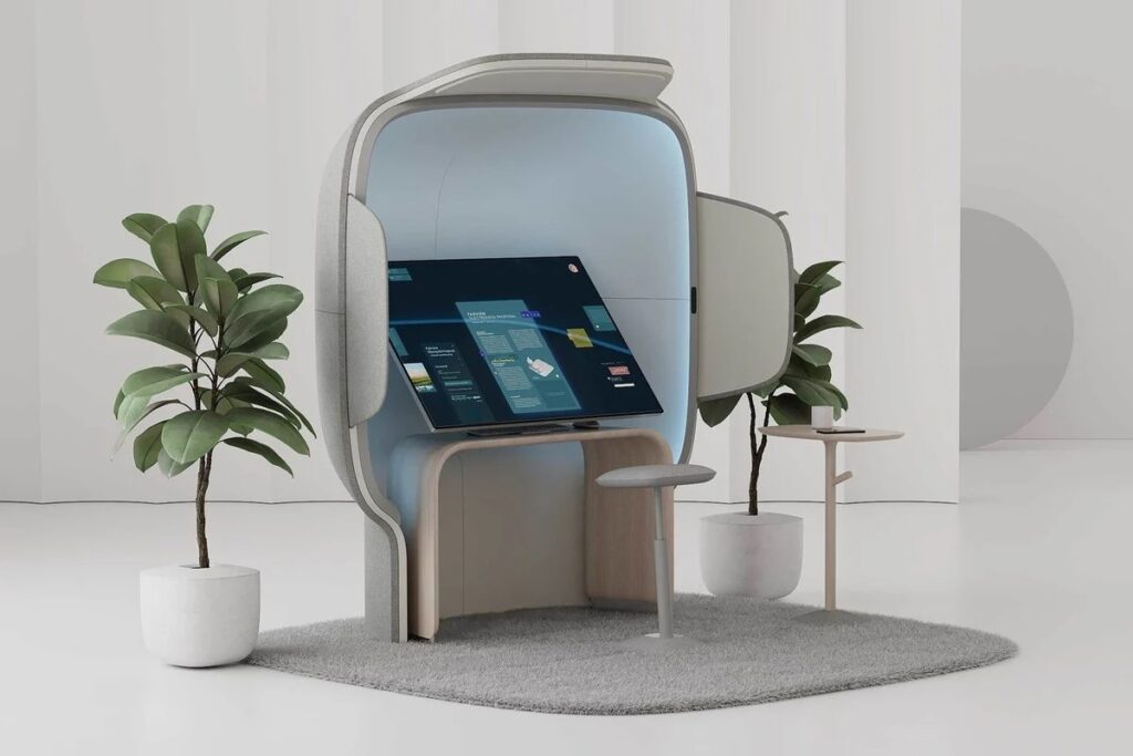 Avec le Flowspace Pod, Microsoft réimagine le bureau à cloisons pour le travail hybride 63 flowspace pod concept 3