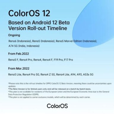 ColorOS 12 Android 12 Beta timel