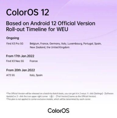 ColorOS 12 Android 12 timeline W