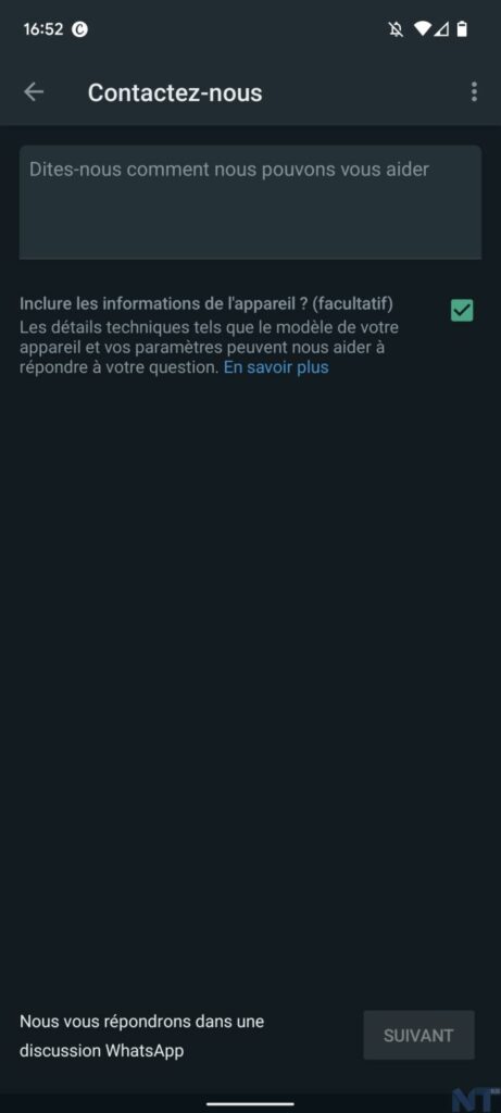WhatsApp teste le support in-app pour la version bêta pour Android et iOS 52 Screenshot 20220120 165245 resultat