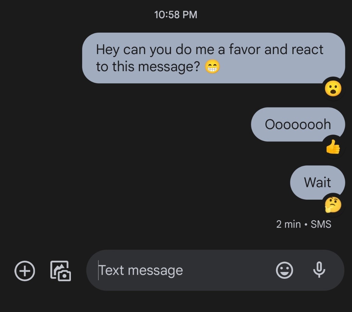 iMessage reactions Google Messag