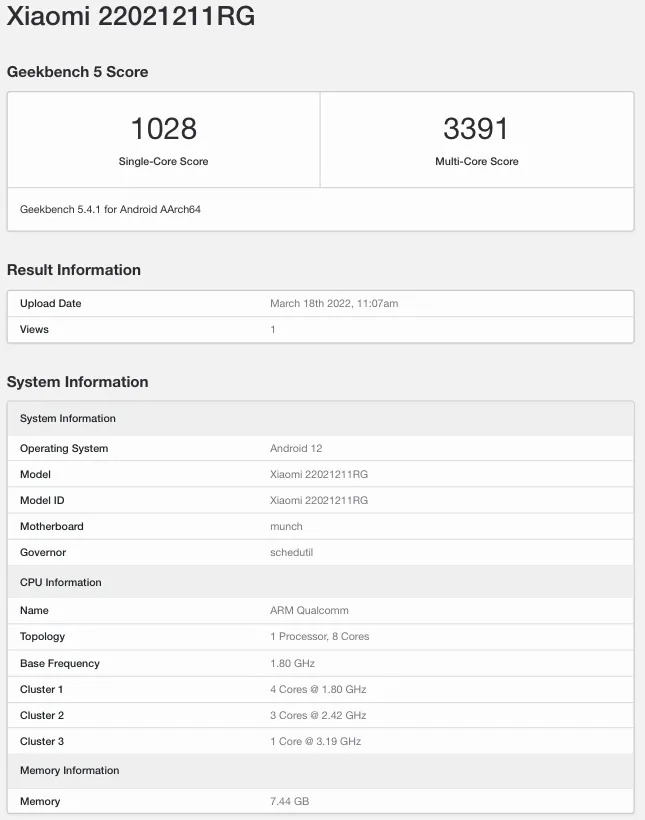POCO F4 22021211RG Geekbench