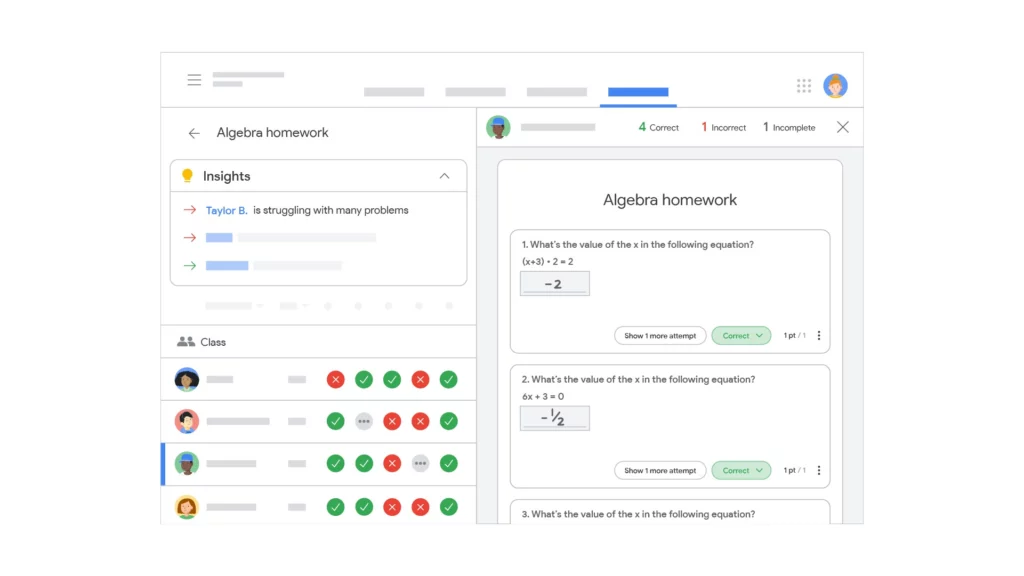 Google Classroom utilise l'IA pour aider les enfants à apprendre d'une toute nouvelle manière 37 Teacher insights dashboard Frame