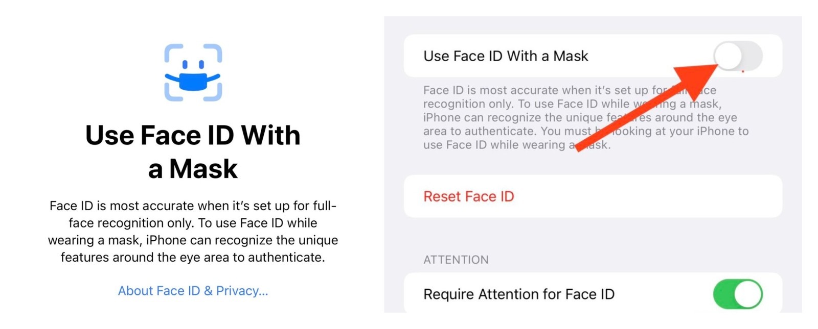 face id with mask iOS 15.4