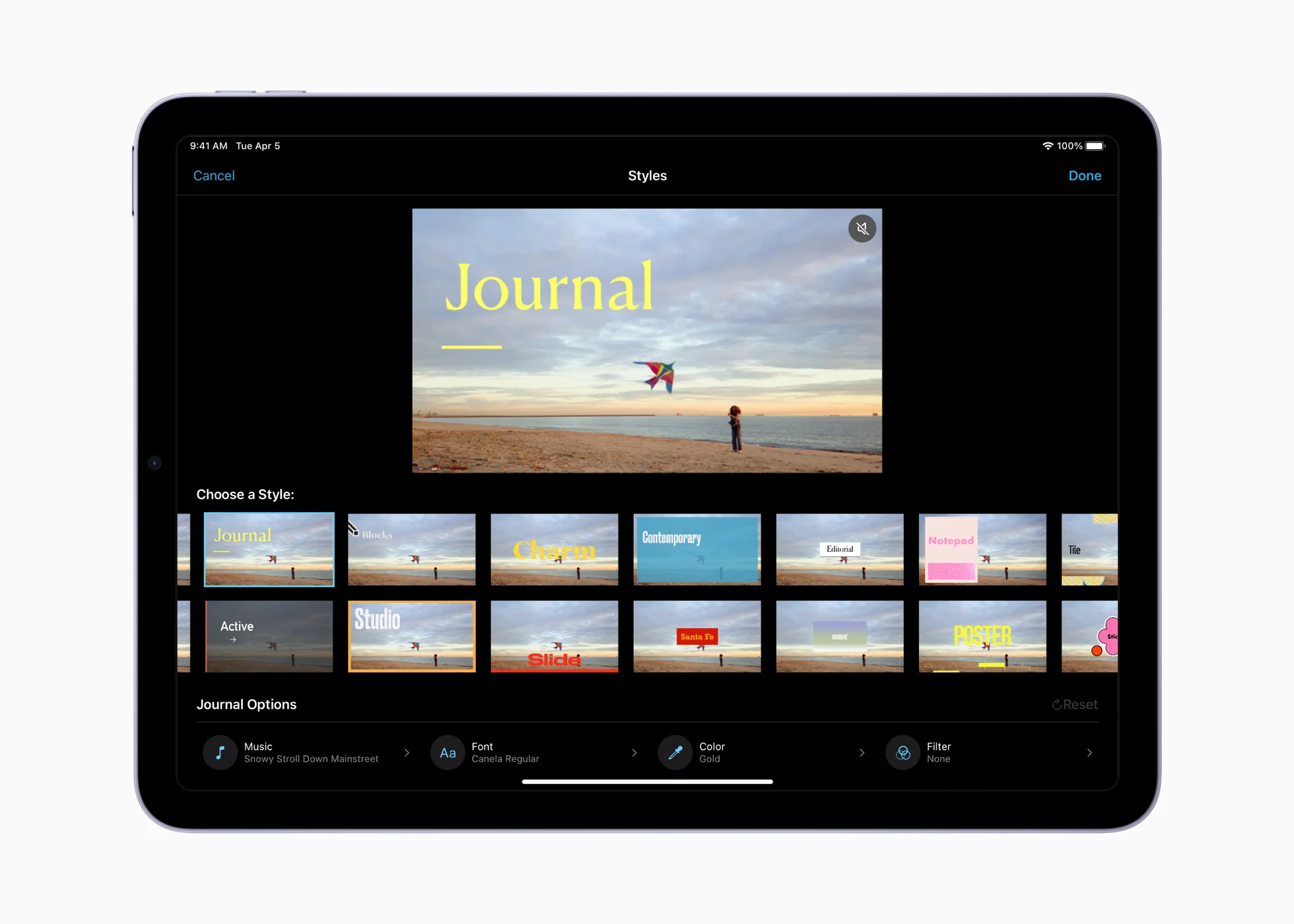 Apple iMovie features storyboards style