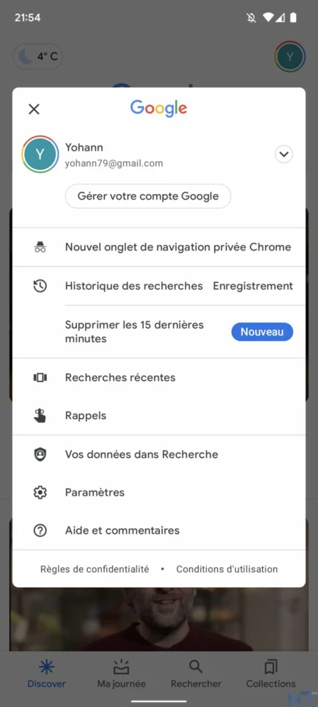 Comment supprimer les 15 dernières minutes de l'historique de recherche Google sur Android ? 44 Screenshot 20220403 215428 resultat