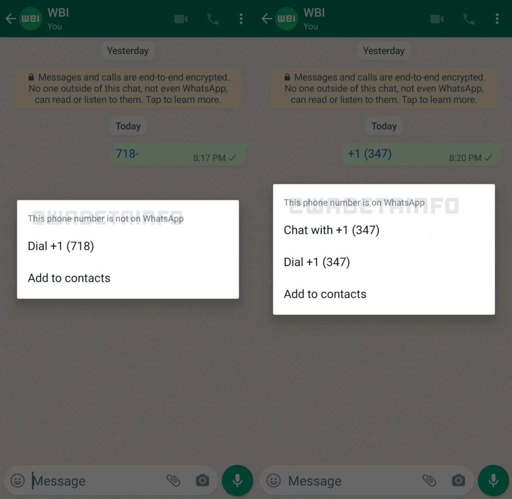 WA NEW PHONE NUMBER OPTIONS ANDR