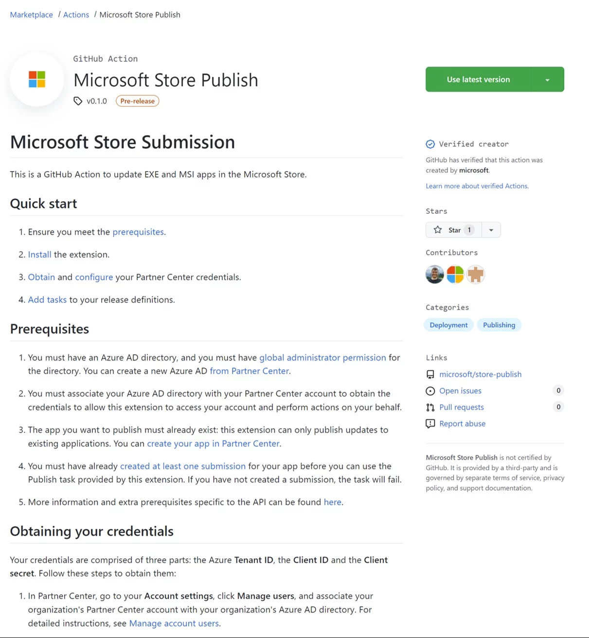 Microsoft Store Publish GitHub a