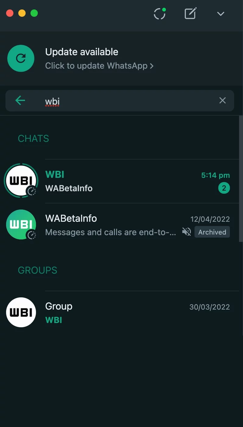 WA STATUS UPDATES CHATS LIST DES