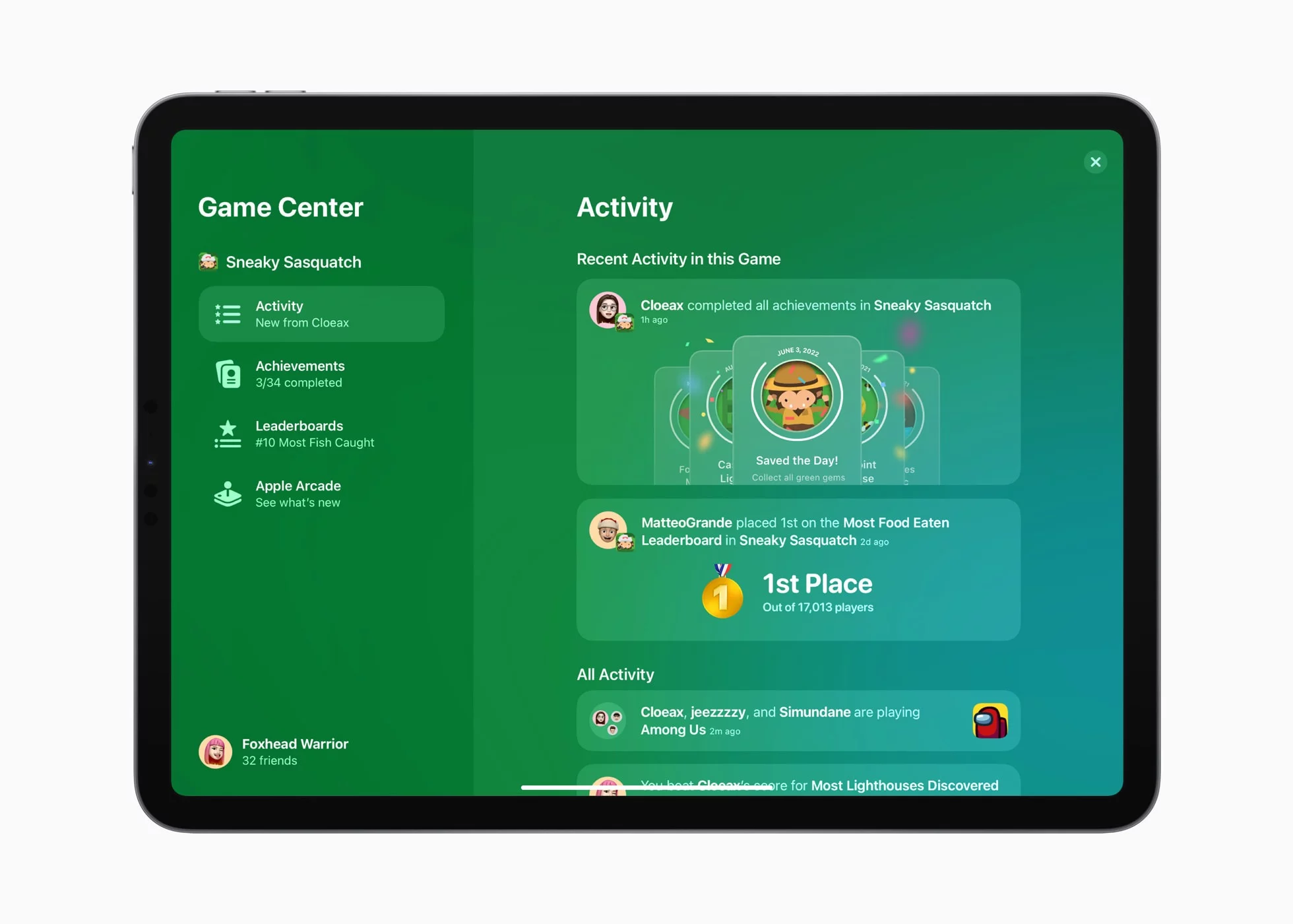 Apple WWDC22 iPadOS16 Game Cente