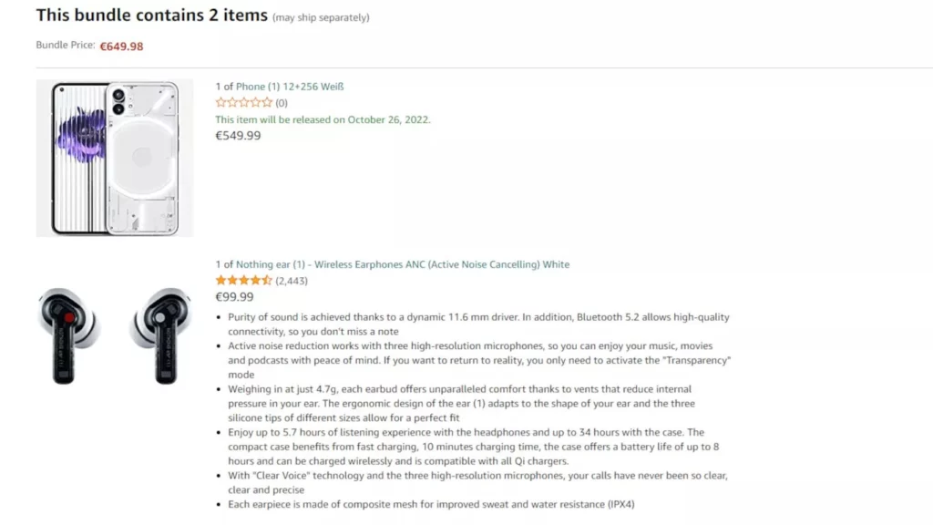Le prix de Nothing phone (1) a été divulgué 51 Nothing Phone 1 Amazon Germany 2