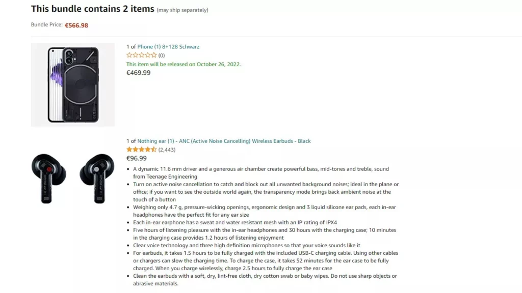 Le prix de Nothing phone (1) a été divulgué 52 Nothing Phone 1 Amazon Germany b