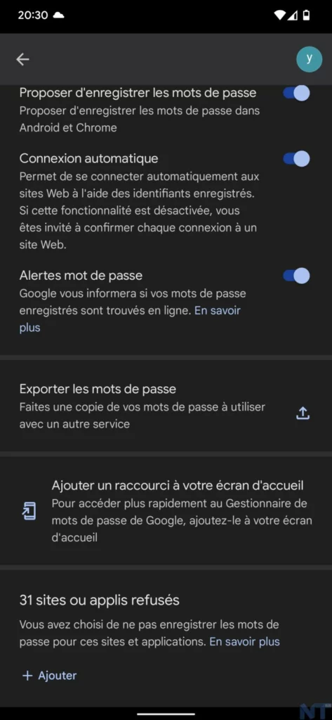 Comment utiliser le gestionnaire de mots de passe Google sur l'écran d'accueil de votre smartphone ? 64 Screenshot 20220621 203047 resultat