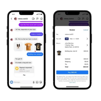 Instagram chat product payment s