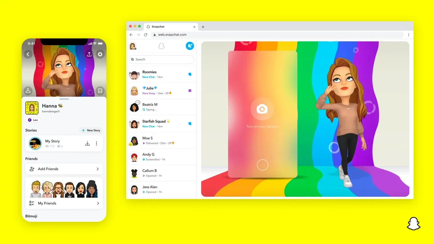 Snapchat for Web Landing Page