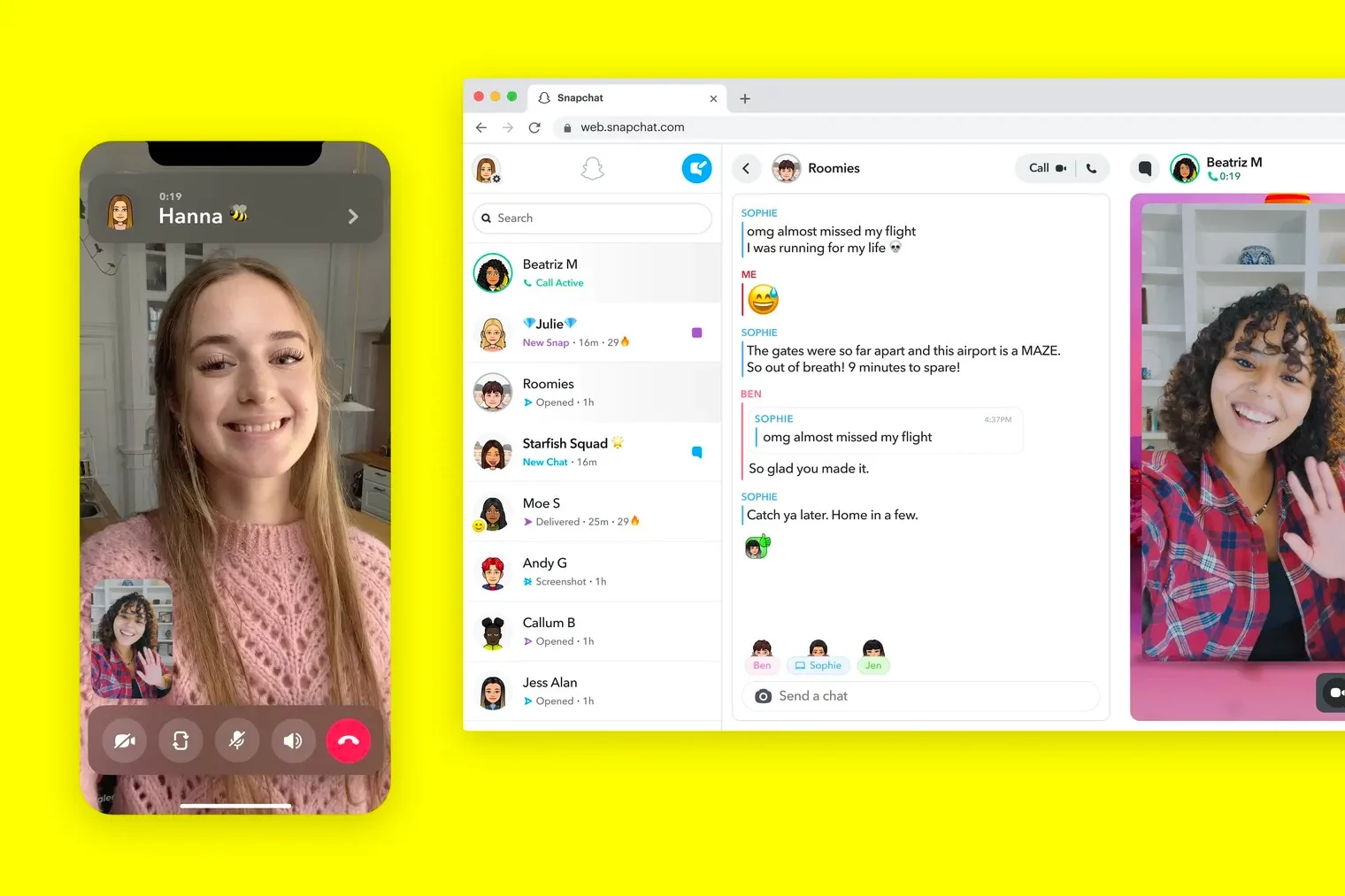 Snapchat introduit le chat et les appels vidéo sur le Web