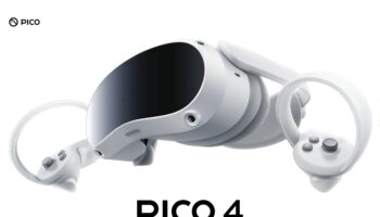 Pico 4 VR headset floats on a se