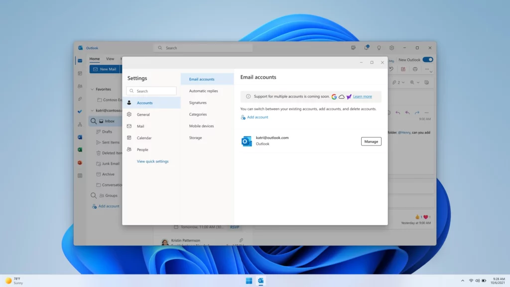 Microsoft propose le nouveau Outlook pour Windows à tous les testeurs 53 mail settings single account 1024x576 jpeg