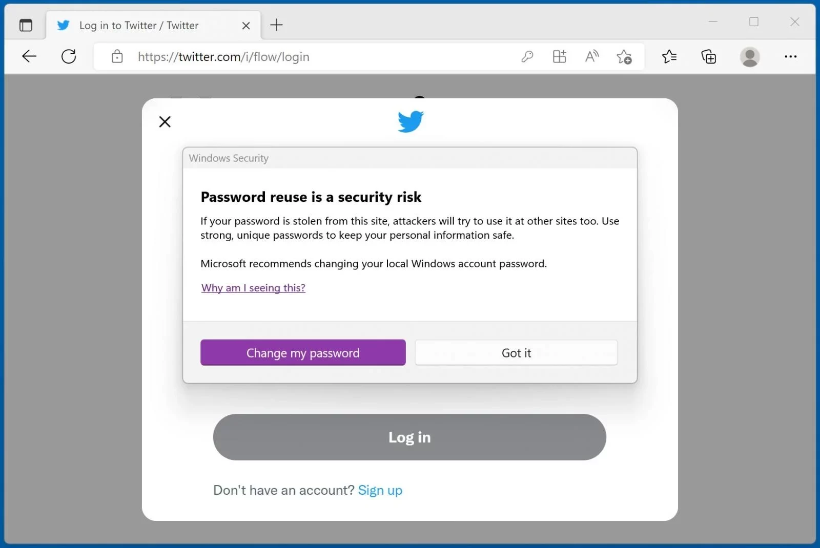 password reuse alert