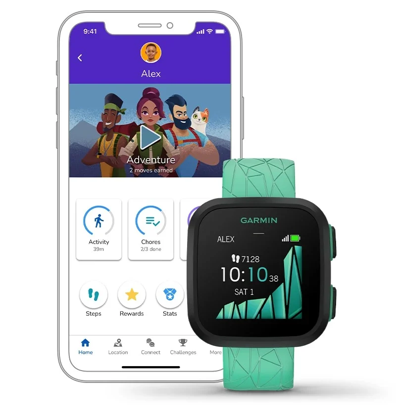 La smartwatch Garmin Bounce pour enfants offre la géolocalisation et le suivi des corvées 59 39332 15 activity unlocks advent jpg