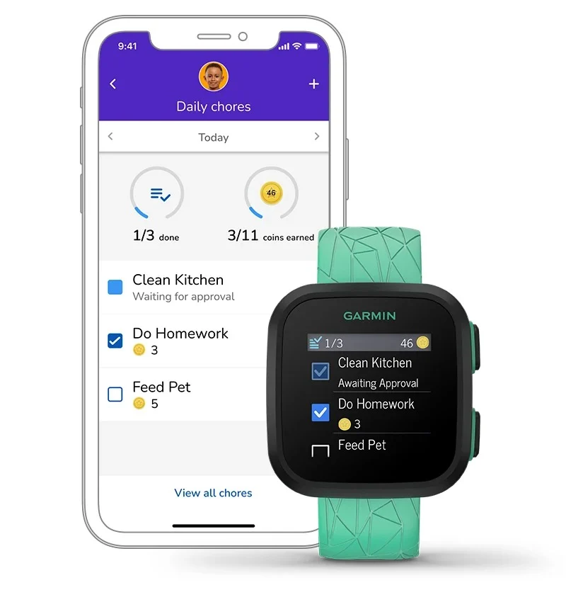 La smartwatch Garmin Bounce pour enfants offre la géolocalisation et le suivi des corvées 62 39332 21 friendly reminders 0b1a jpg