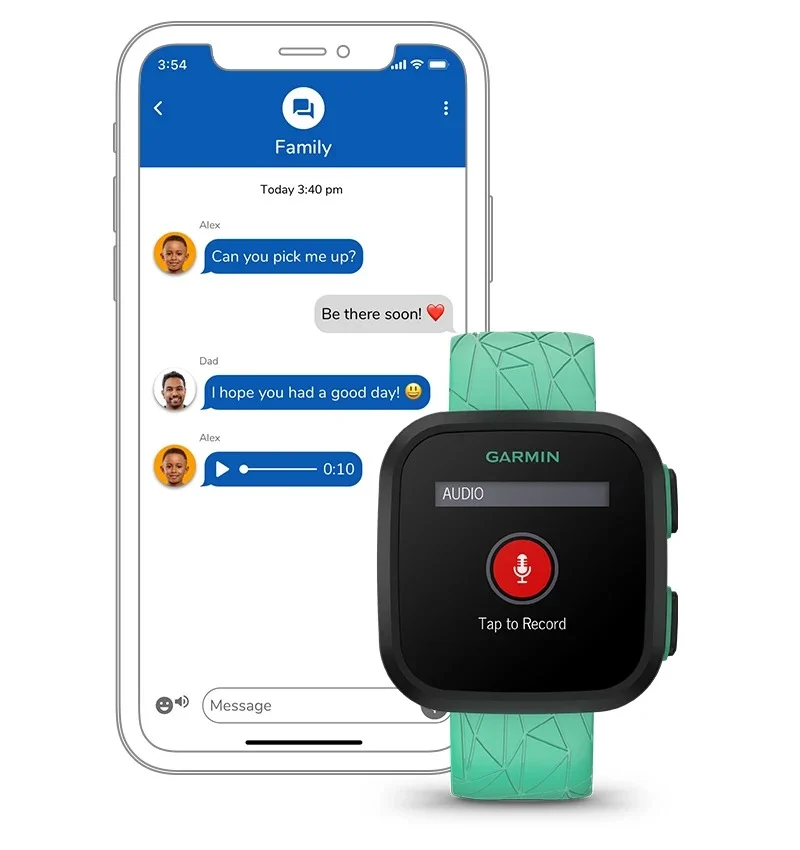 La smartwatch Garmin Bounce pour enfants offre la géolocalisation et le suivi des corvées 55 39332 two way voice messaging jpg