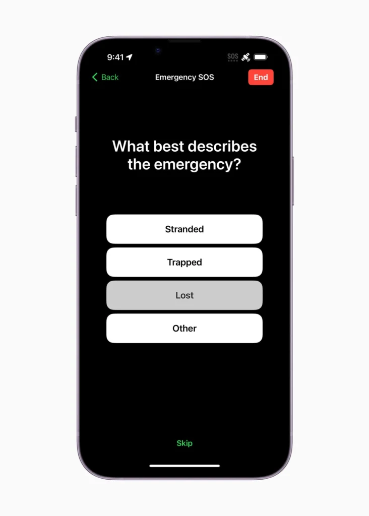 Apple Emergency SOS lost inline