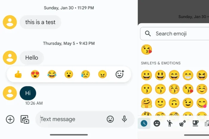 Google Messages : transcription des messages vocaux, réactions complètes avec des emojis, etc.