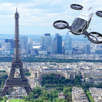 eVTOL flyng over Paris city ©iStock