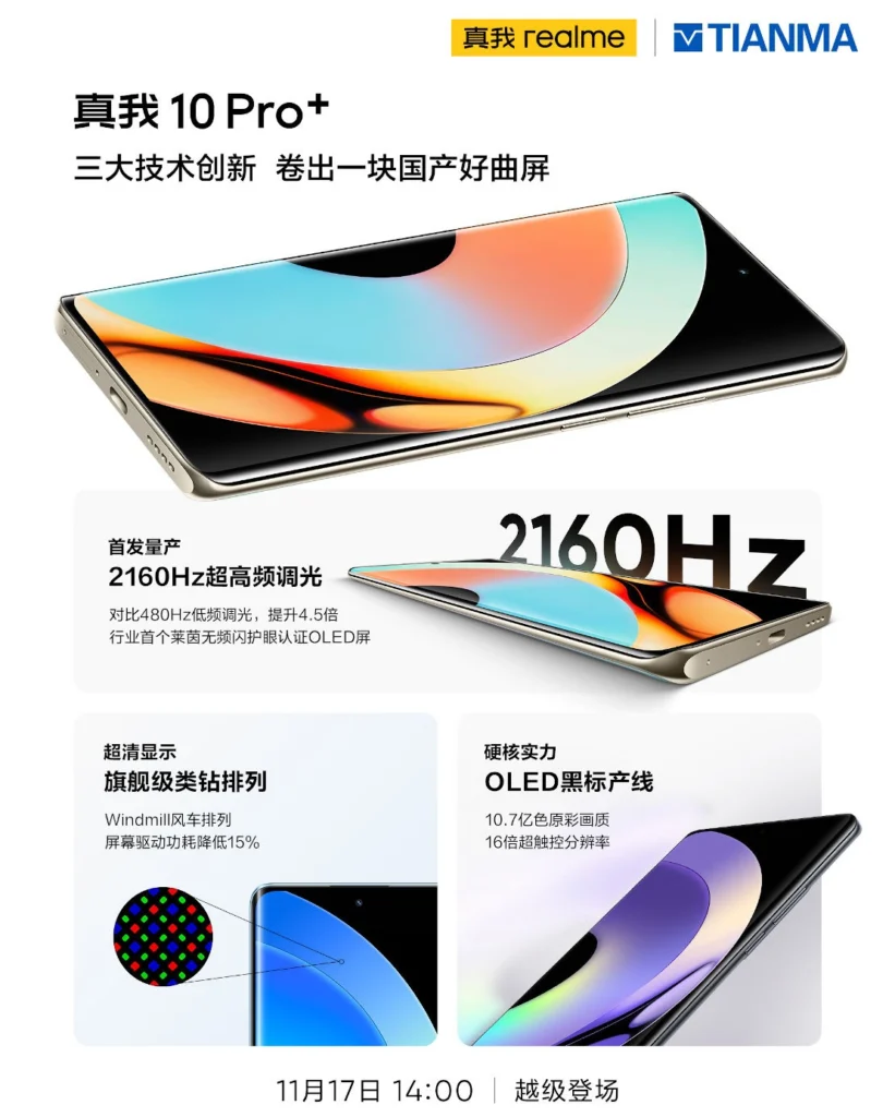 Voici le realme 10 Pro+ avec son écran OLED à 120 Hz à gradation à haute fréquence de 2 160 Hz 52 realme 10 Pro Plus display specs