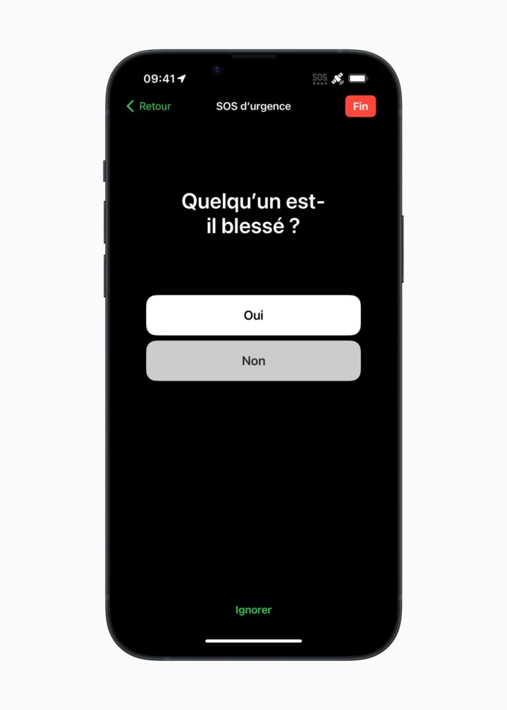 Le SOS d'urgence par satellite de l'iPhone 14 s'étend à la France 54 Apple Emergency SOS FR injured i