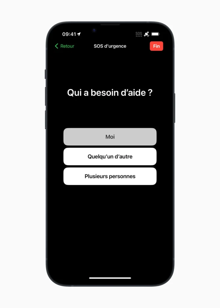 Le SOS d'urgence par satellite de l'iPhone 14 s'étend à la France 53 Apple Emergency SOS FR me inline