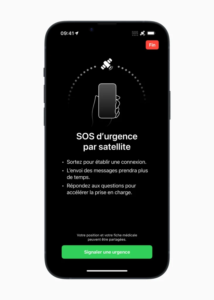 Le SOS d'urgence par satellite de l'iPhone 14 s'étend à la France 51 Apple Emergency SOS FR report em