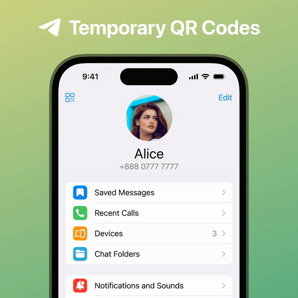 Telegram Temporary QR Codes