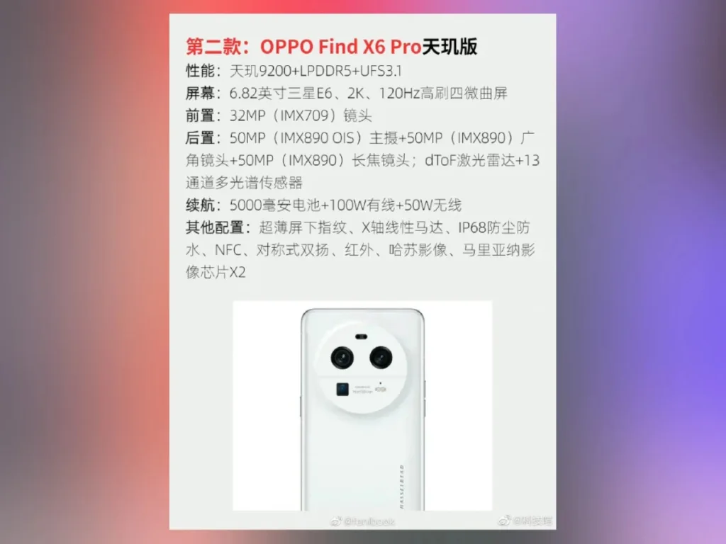 Le OPPO Find X6 Pro pourrait se vanter d'un capteur de caméra de 1 pouce 51 C1