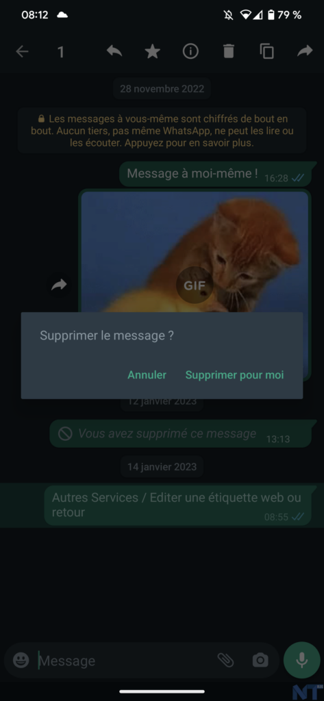 Vous pouvez désormais vous envoyer un message et annuler une suppression accidentelle sur WhatsApp 51 Screenshot 20230122 081229 resultat