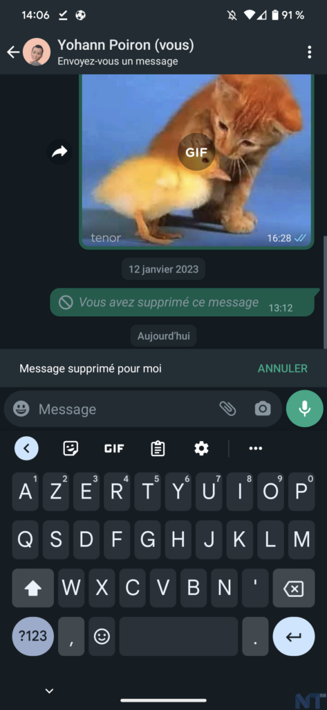 Vous pouvez désormais vous envoyer un message et annuler une suppression accidentelle sur WhatsApp 54 Screenshot 20230122 140656 resultat