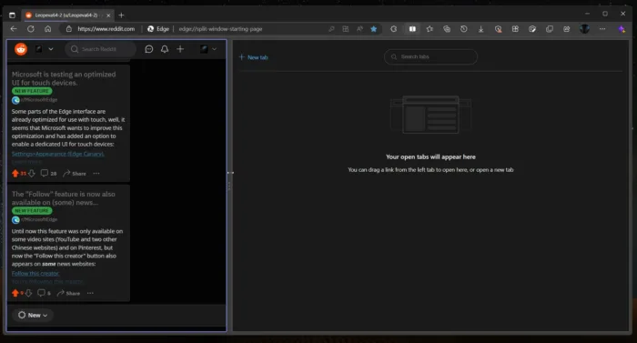 Le nouvel « écran divisé » de Microsoft Edge va changer la façon dont vous utilisez les onglets