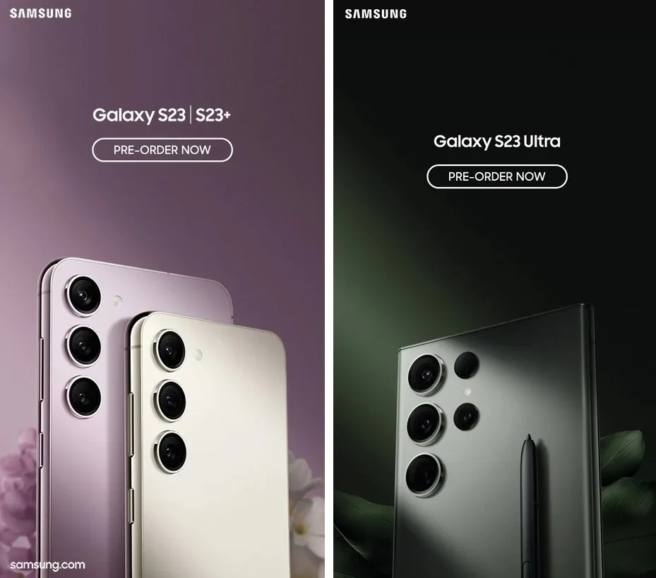 Here are the pre-order posters of the Samsung Galaxy S23 series