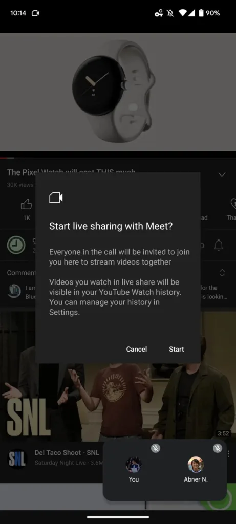 Google Meet sur Android va permettre d'écouter de la musique YouTube lors d'un appel de groupe 39 Google Meet live share YouTube 3