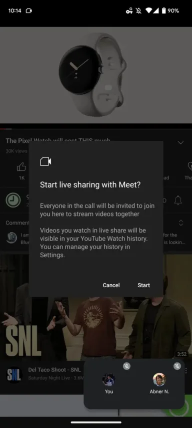 Google Meet live share YouTube 3 jpg
