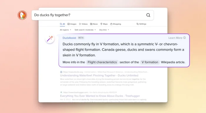 DuckDuckGo intègre à son moteur de recherche des réponses générées par l’IA, DuckAssist