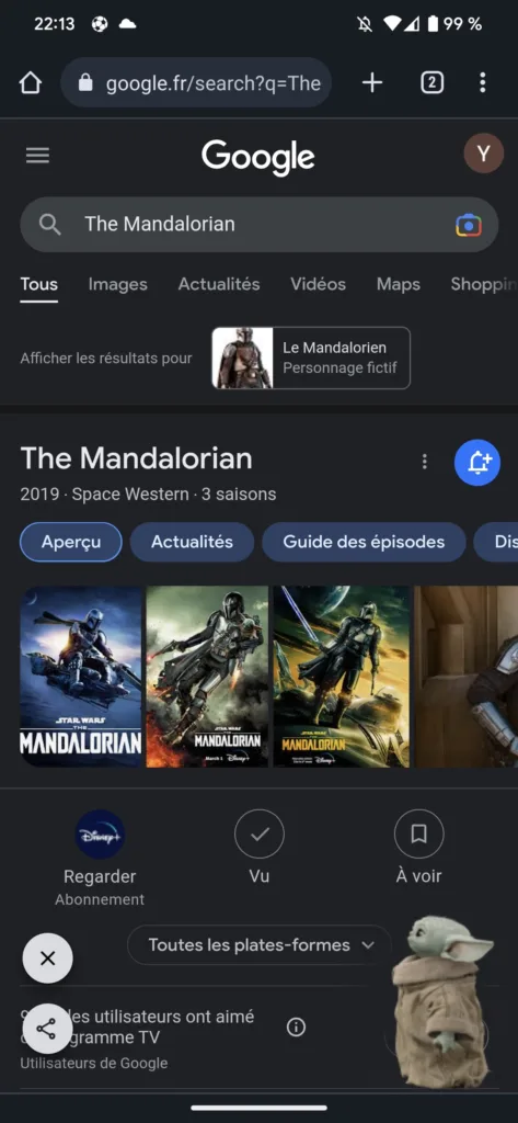 Jouez avec Bébé Yoda dans le Easter Eggs de Google sur « The Mandalorian » 39 Screenshot 20230302 221304