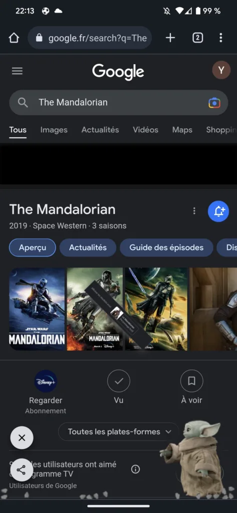 Jouez avec Bébé Yoda dans le Easter Eggs de Google sur « The Mandalorian » 40 Screenshot 20230302 221309