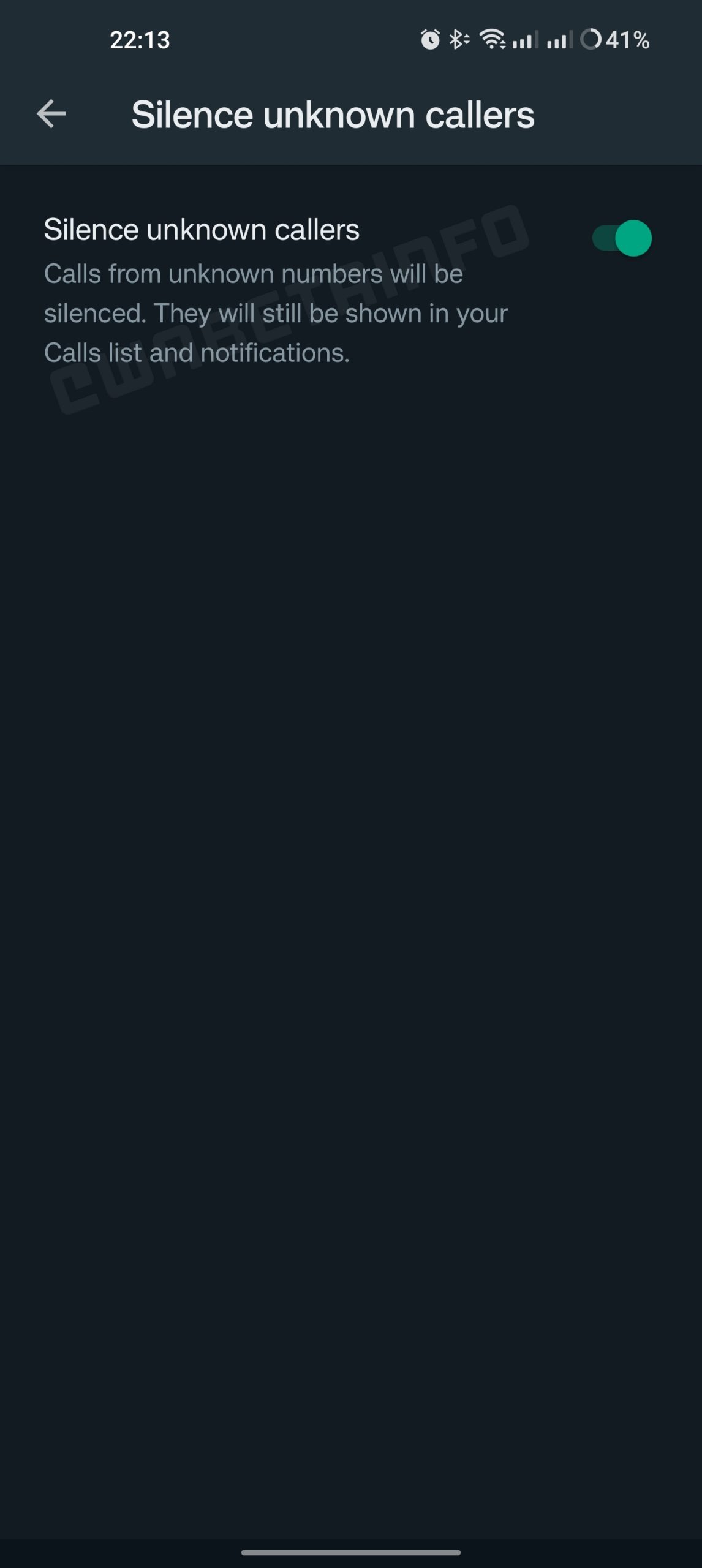 WA SILENCE UNKNOWN CALLERS ANDRO