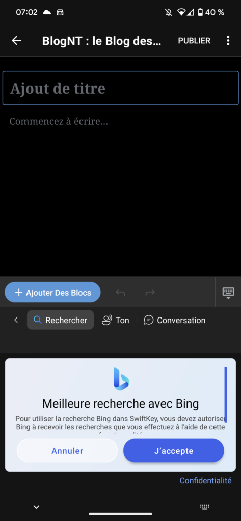 Avec SwiftKey, vous pouvez utiliser Bing Chat à partir de votre clavier sous iOS 46 Screenshot 20230414 070214