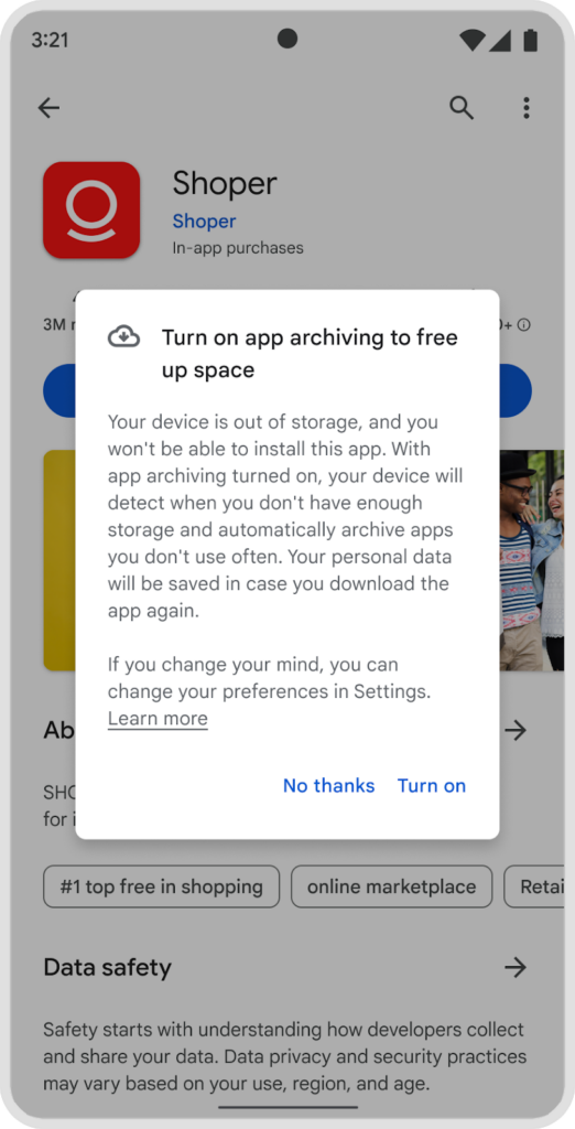 Google lance l'archivage automatique pour Android afin d'économiser de l'espace 53 details page preinstall light 41