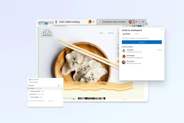 Microsoft Edge lance Workspaces qui permet de partager les onglets du navigateur