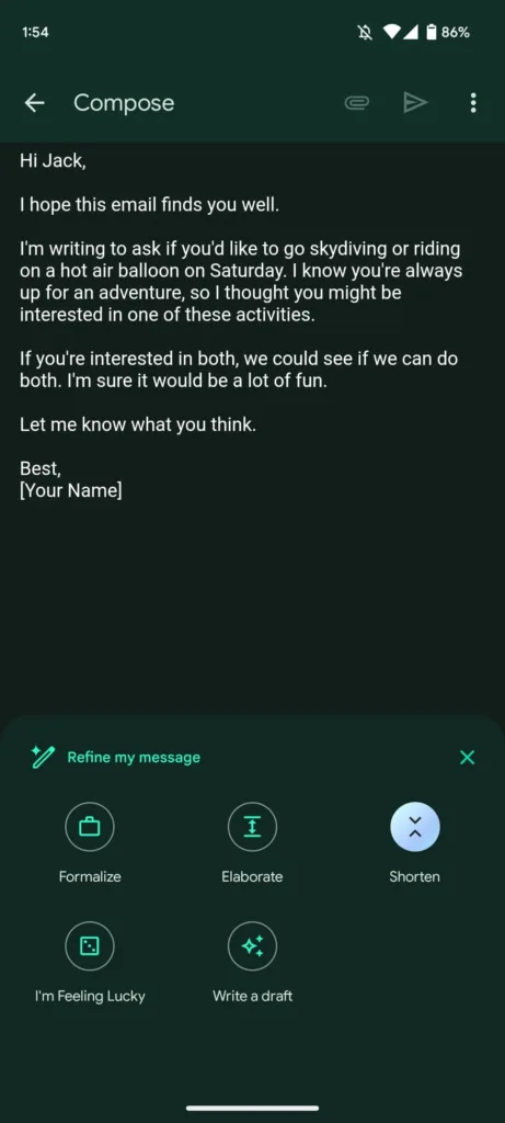 Gmail Help me write Android 5