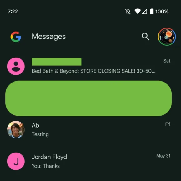 Google Messages homescreen redesign 1